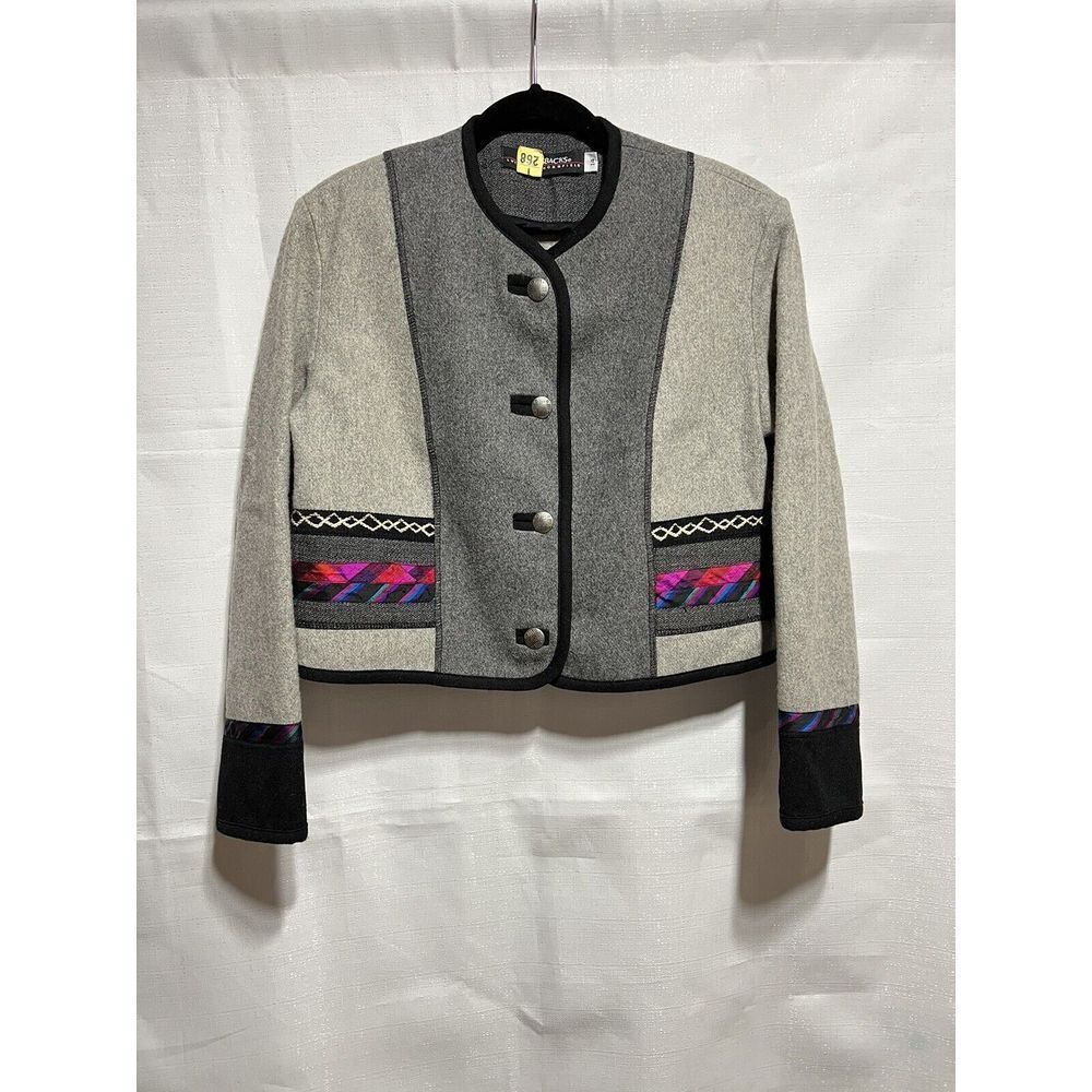 Canvasbacks Lutton & Horsfield Jacket Womens 14 Grey Wool Blend Art To Wear Twee